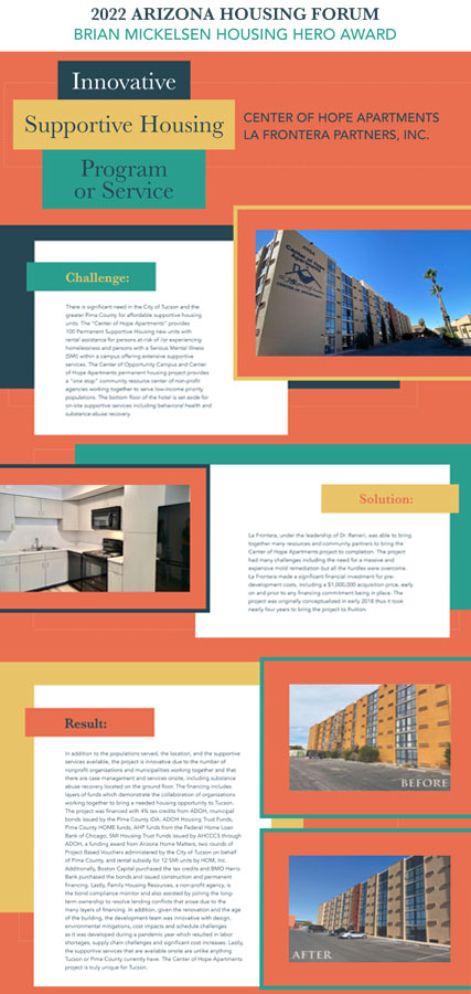 The Hisey Group Awards. 2022 Brian Michelsen Housing Hero Award